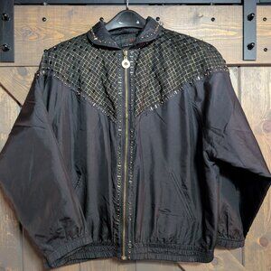 Mureli windbreaker size L; black with gold beads in diamond pattern